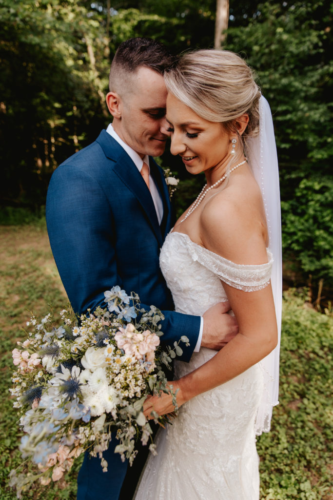 north Georgia wedding bride and groom portraits with florals