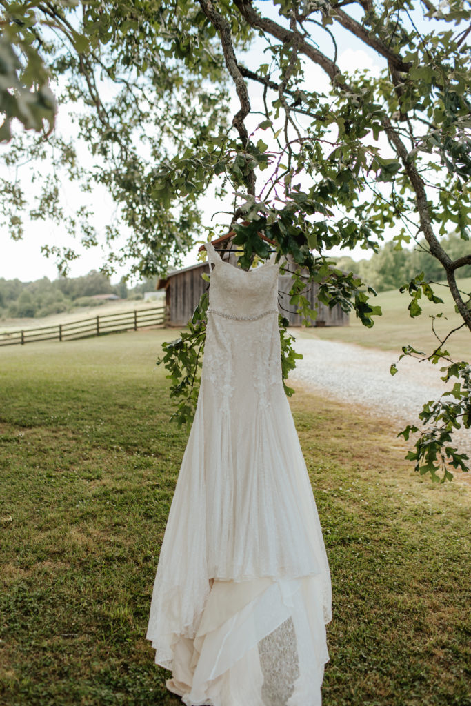 north Georgia wedding dress hanging